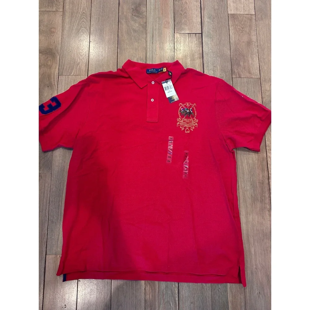 Polo Ralph Lauren Red International Challenge Cup Triple Pony Polo Shirt 2XB NWT